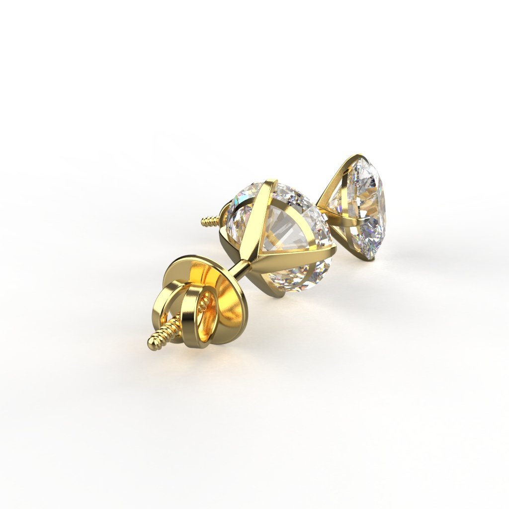 Avarta Jewellery 18k Gold 3 Carat Moissanite Stud Earrings
