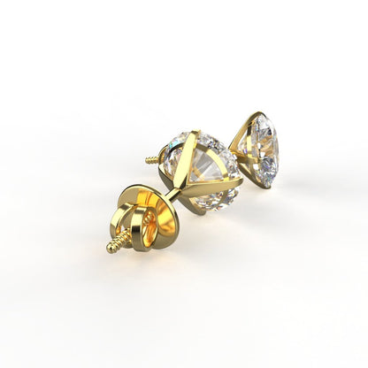 Avarta Jewellery 18k Gold 3 Carat Moissanite Stud Earrings