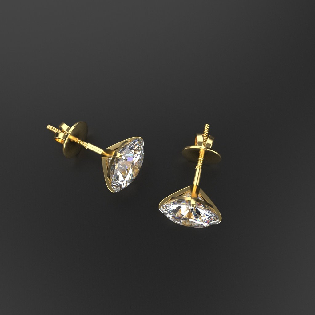 Avarta Jewellery 18k Gold 3 Carat Moissanite Stud Earrings
