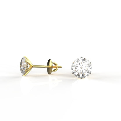 Avarta Jewellery 18k Gold 1.50 Carat Moissanite Unisex Solitaire Studs