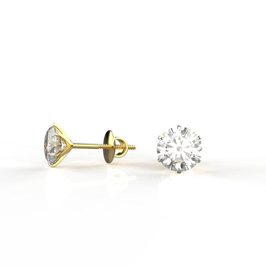 Avarta Jewellery 18k Gold 1.30 Carat Moissanite Unisex Solitaire Studs