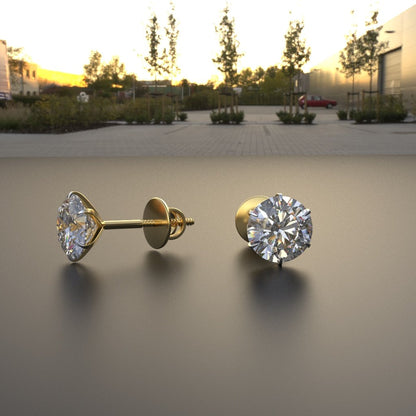 Avarta Jewellery 18k Gold 1.30 Carat Moissanite Unisex Solitaire Studs
