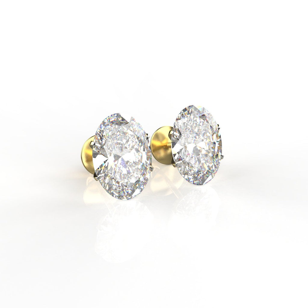 Avarta Jewellery 14k Gold 2 Carat Oval Moissanite Stud Earrings