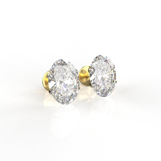 Avarta Jewellery 14k Gold 2 Carat Oval Moissanite Stud Earrings