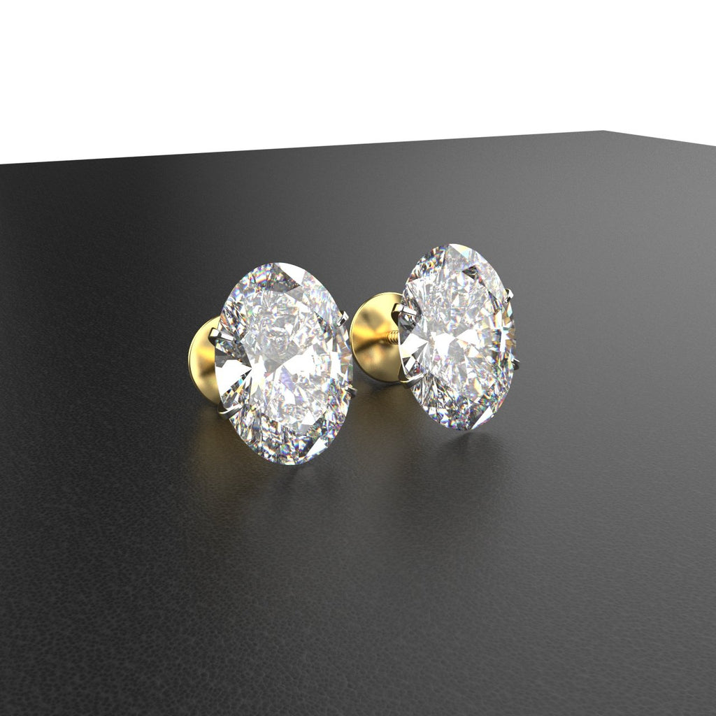Avarta Jewellery 14k Gold 2 Carat Oval Moissanite Stud Earrings