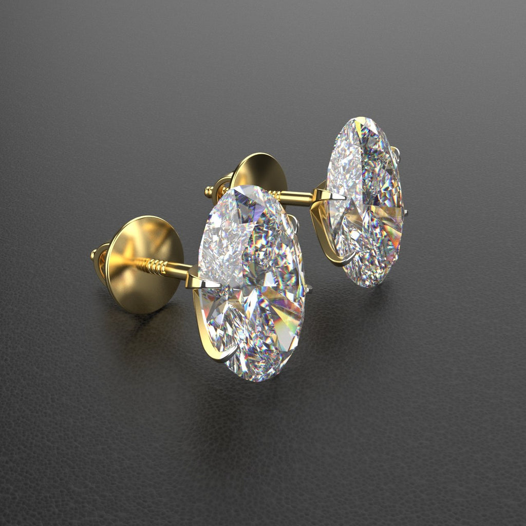 Avarta Jewellery 14k Gold 2 Carat Oval Moissanite Stud Earrings