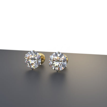 Avarta Jewellery 18k Gold 2 Carat Each Moissanite Solitaire Stud Earrings