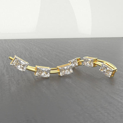 Avarta Jewellery 18k Gold Baguette Cuff Earrings