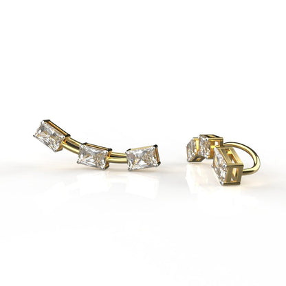 Avarta Jewellery 18k Gold Baguette Cuff Earrings