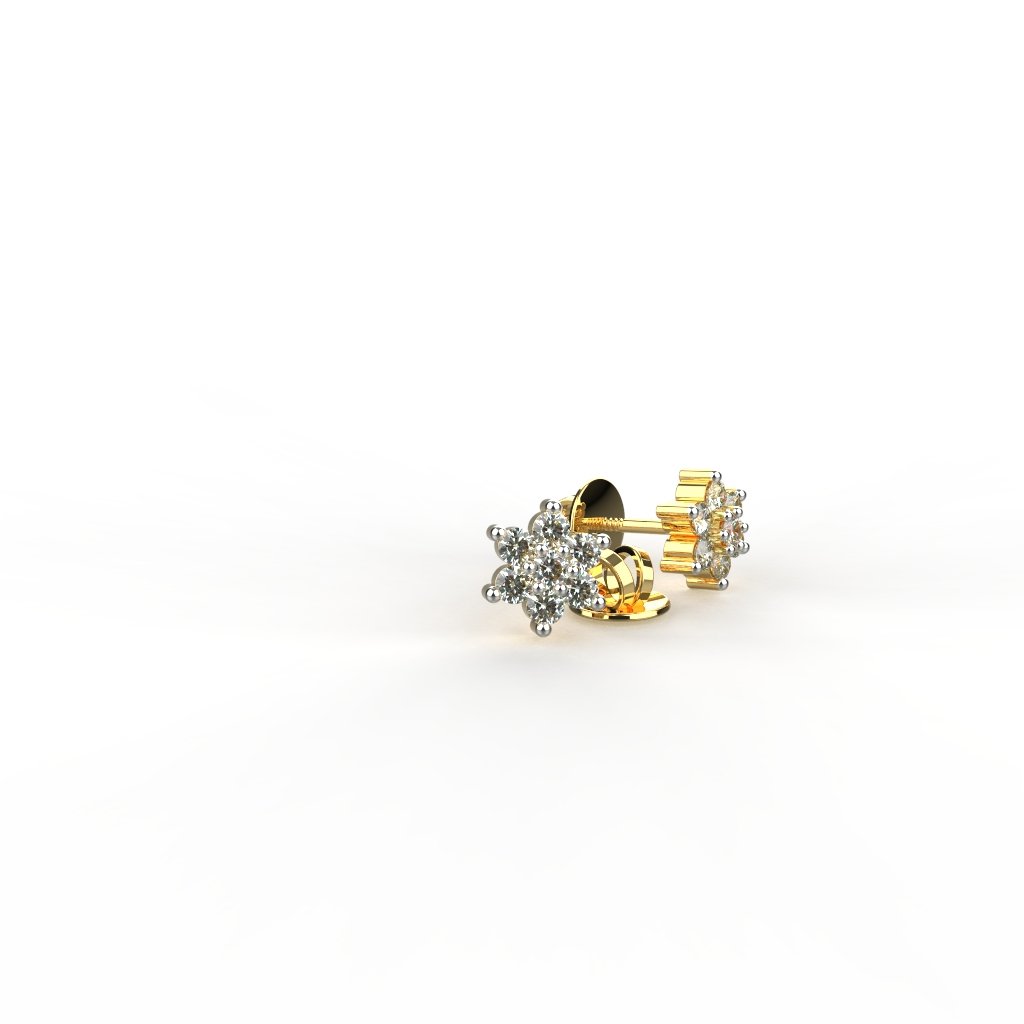 Avarta Jewellery Sterling Silver Gold Polish Stud Earring For Girls &amp; Women