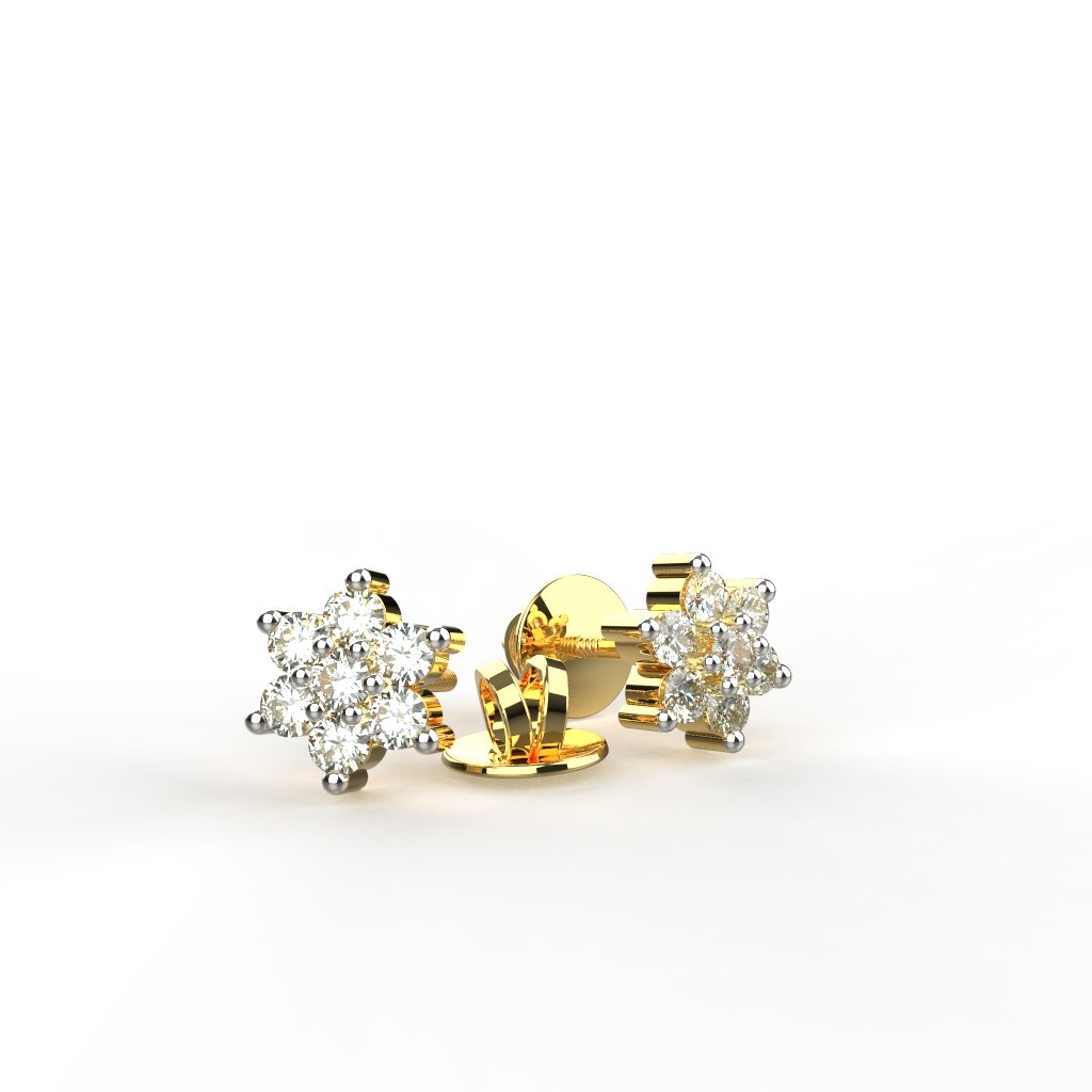 Avarta Jewellery Sterling Silver Gold Polish Stud Earring For Girls &amp; Women