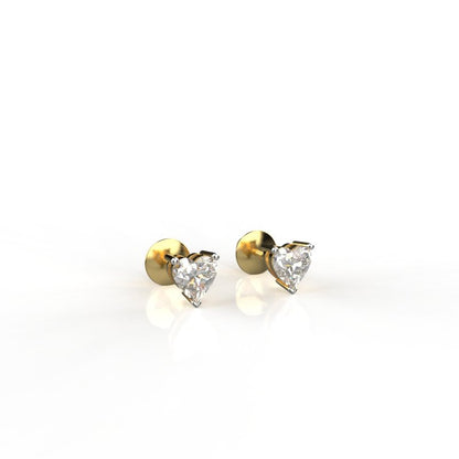 Avarta 18K Gold 40 Cents Each Heart Solitaire Stud Earrings