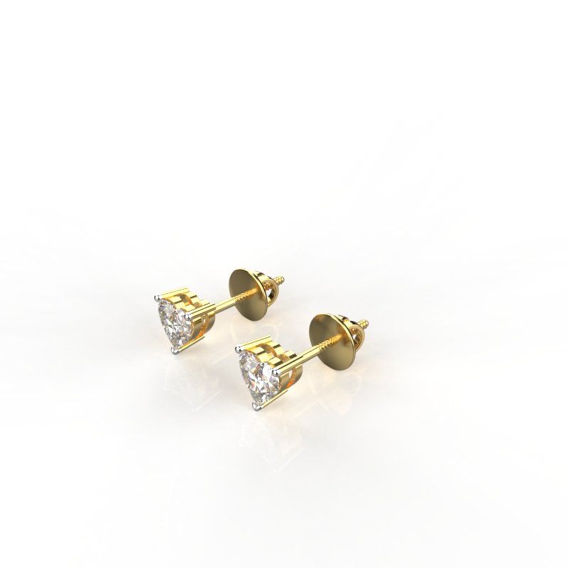 Avarta 18K Gold 40 Cents Each Heart Solitaire Stud Earrings
