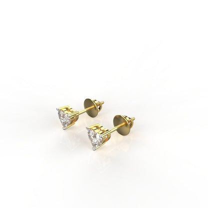 Avarta 18K Gold 40 Cents Each Heart Solitaire Stud Earrings