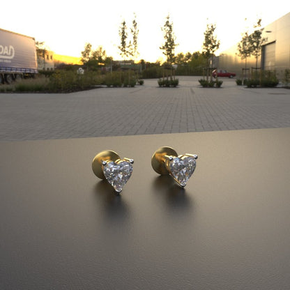 Avarta 18K Gold 40 Cents Each Heart Solitaire Stud Earrings