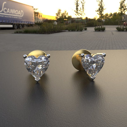 Avarta 18K Gold 40 Cents Each Heart Solitaire Stud Earrings