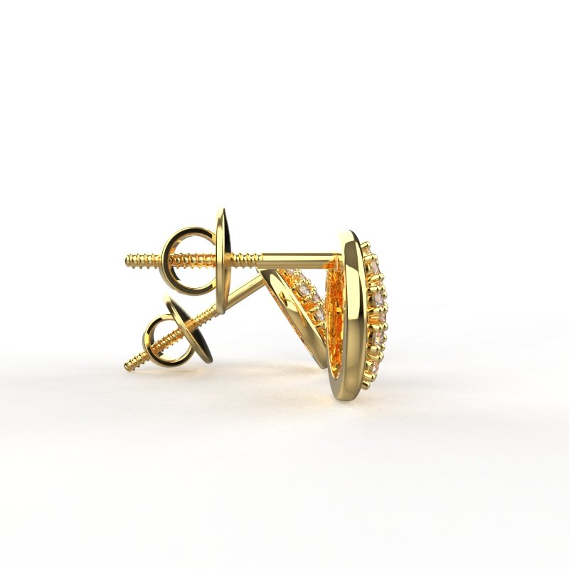 18K Yellow Gold Handmade Designer Stud Earrings