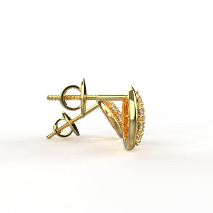 18K Yellow Gold Handmade Designer Stud Earrings