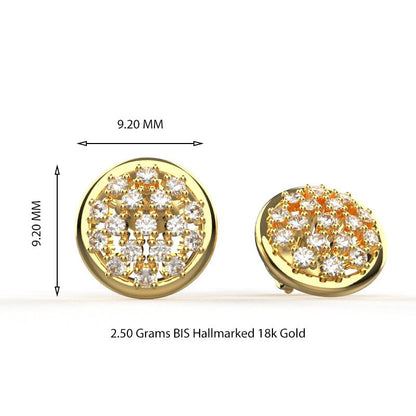 18K Yellow Gold Handmade Designer Stud Earrings
