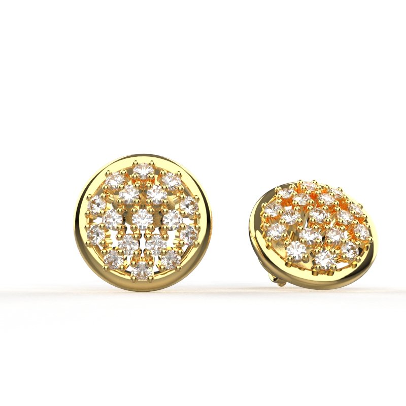 18K Yellow Gold Handmade Designer Stud Earrings