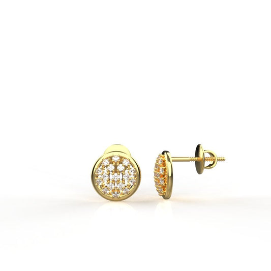 18K Yellow Gold Handmade Designer Stud Earrings