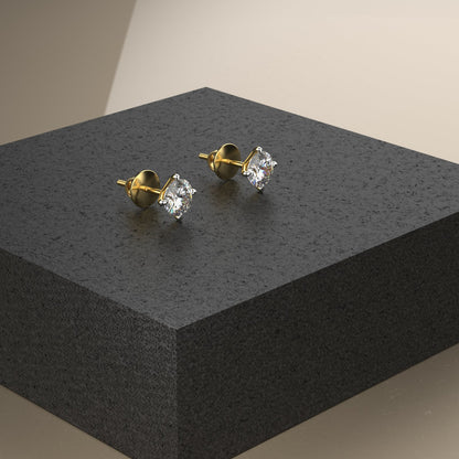 Avarta 18k Gold 50 Cents Each Moissanite Solitaire Unisex Stud Earrings