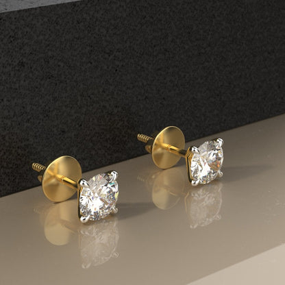 Avarta 18k Gold 50 Cents Each Moissanite Solitaire Unisex Stud Earrings