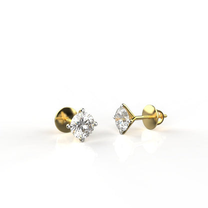 Avarta 18k Gold 50 Cents Each Moissanite Solitaire Unisex Stud Earrings