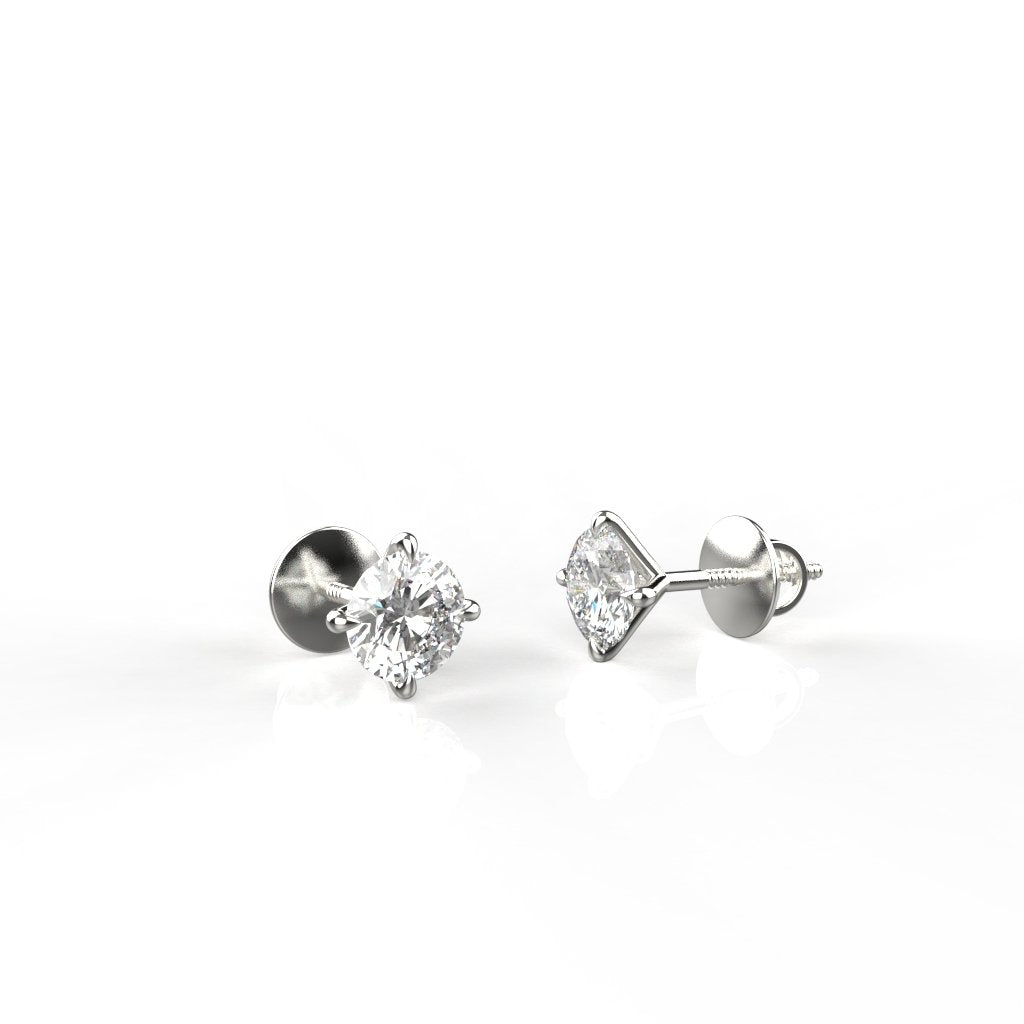 Avarta 18k White Gold 50 Cents Each Moissanite Solitaire Unisex Stud Earrings Main image
