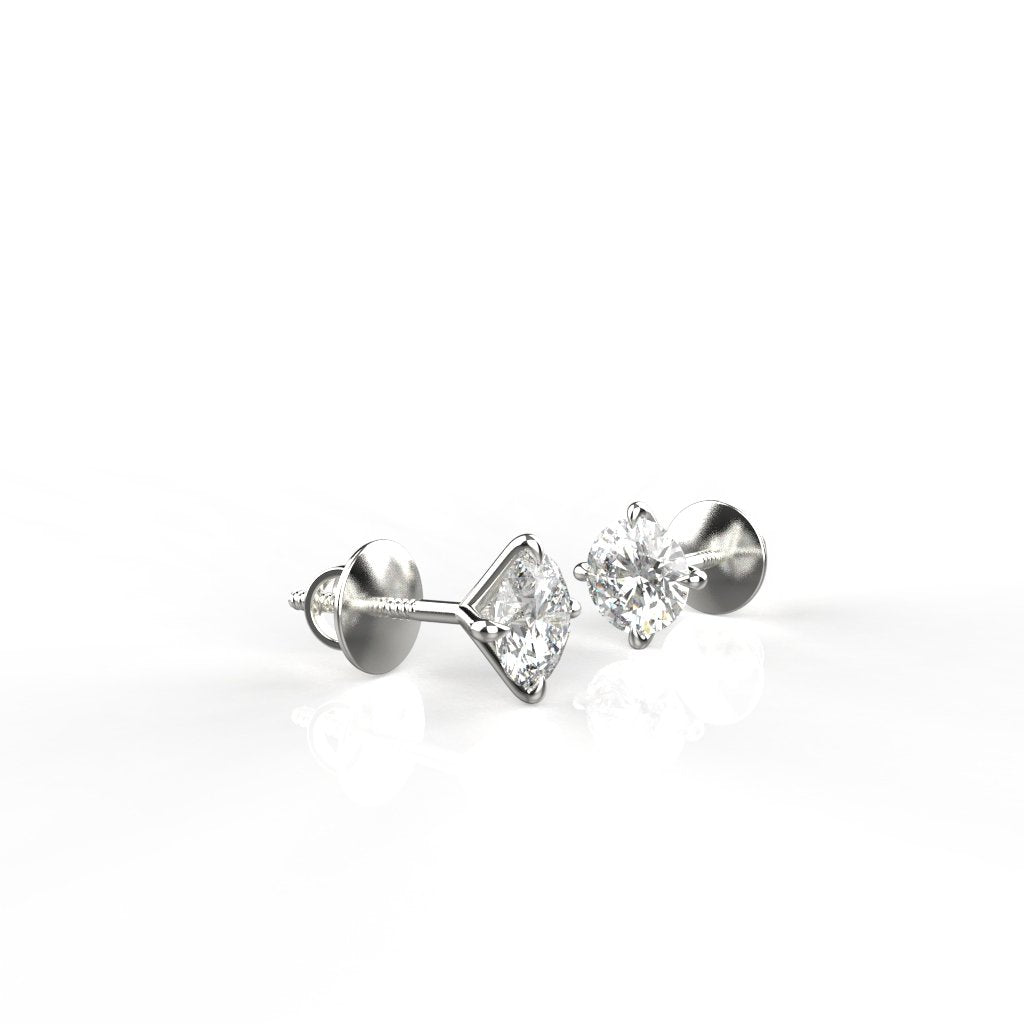Avarta 18k White Gold 50 Cents Each Moissanite Solitaire Unisex Stud Earrings
