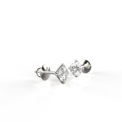 Avarta 18k White Gold 50 Cents Each Moissanite Solitaire Unisex Stud Earrings