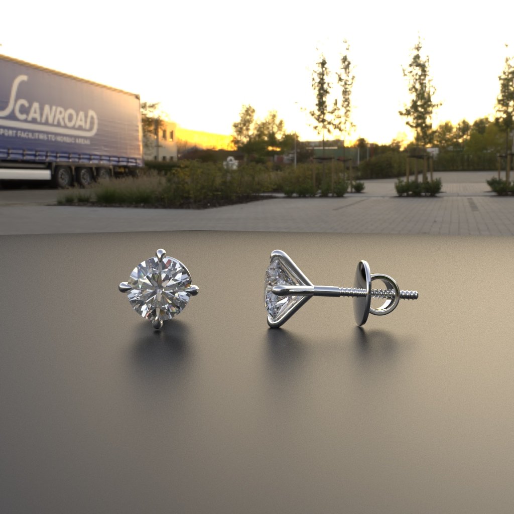 Avarta 18k White Gold 50 Cents Each Moissanite Solitaire Unisex Stud Earrings