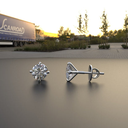 Avarta 18k White Gold 50 Cents Each Moissanite Solitaire Unisex Stud Earrings