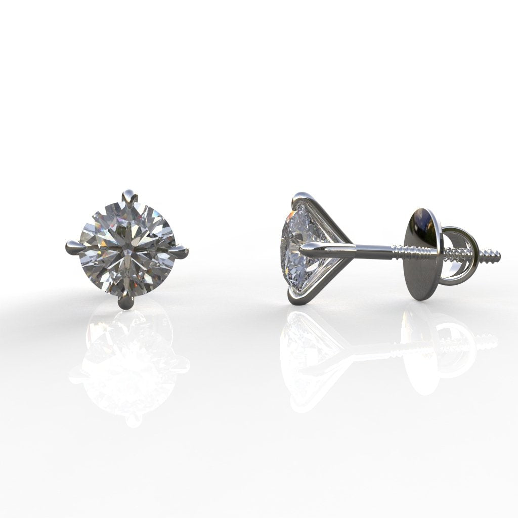 Avarta 18k White Gold 50 Cents Each Moissanite Solitaire Unisex Stud Earrings