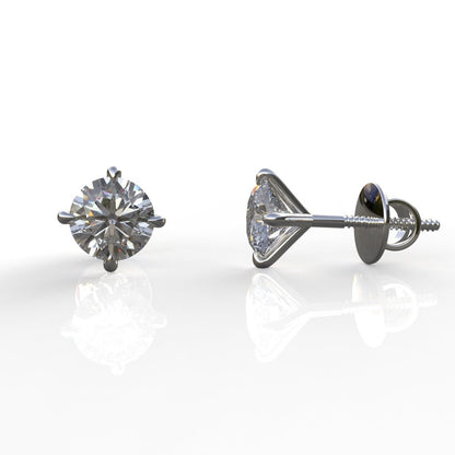 Avarta 18k White Gold 50 Cents Each Moissanite Solitaire Unisex Stud Earrings