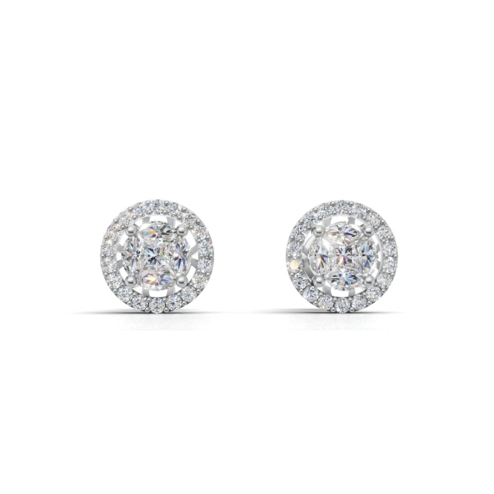 Sitara Halo Radiance Silver Gold Plated Studs Earring