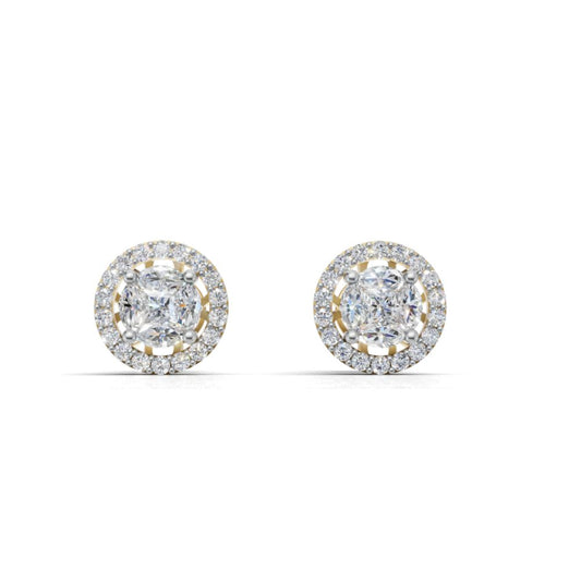 Sitara Halo Radiance Silver Gold Plated Studs Earring
