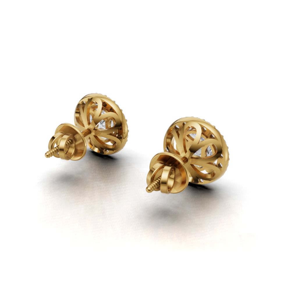 Sitara Halo Radiance Silver Gold Plated Studs Earring