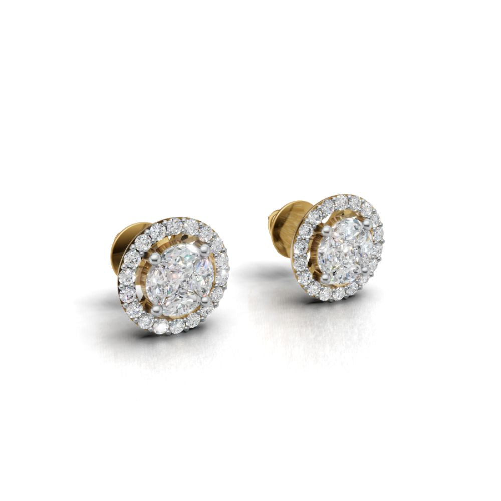 Sitara Halo Radiance Silver Gold Plated Studs Earring