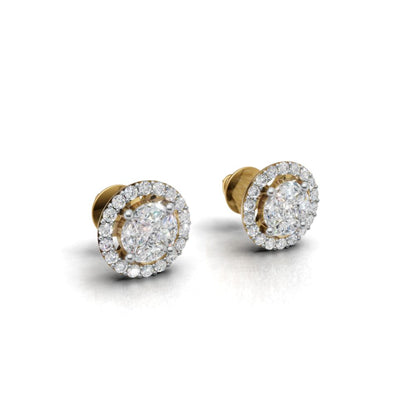 Sitara Halo Radiance Silver Gold Plated Studs Earring