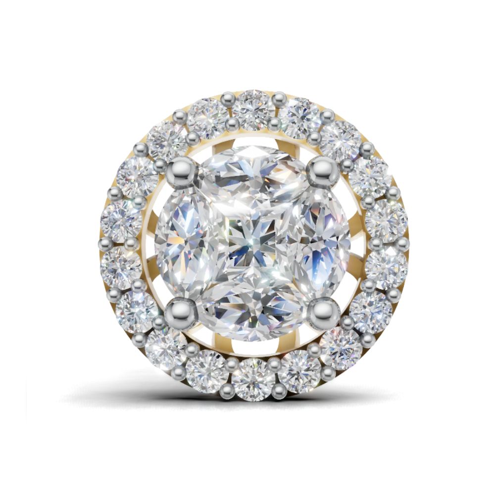 Sitara Halo Radiance Silver Gold Plated Studs Earring