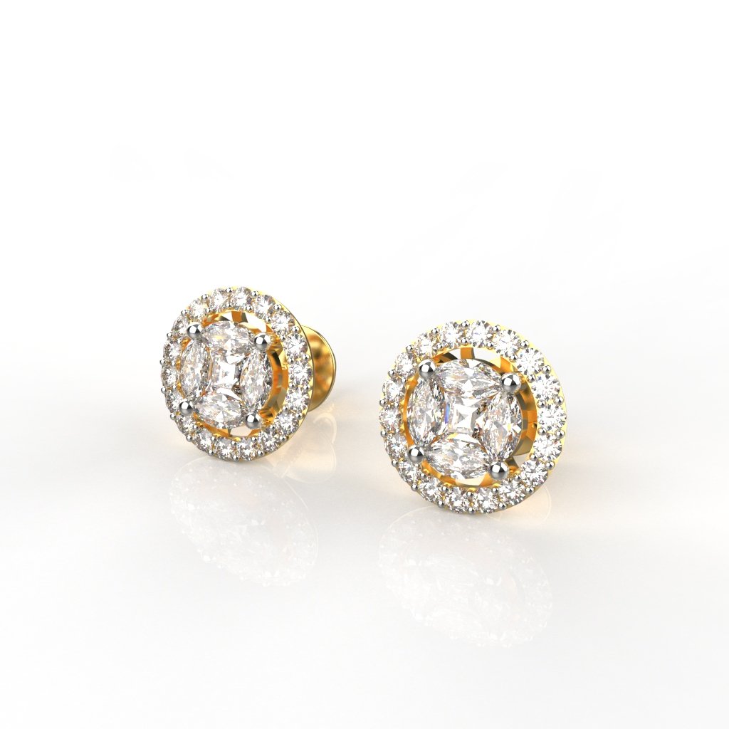 Avarta 18k Gold Marquise Halo Stud Earrings Main image