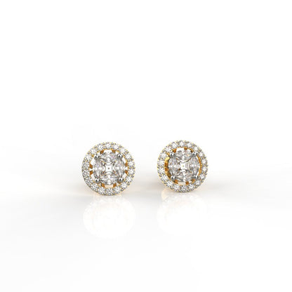 Avarta 18k Gold Marquise Halo Stud Earrings