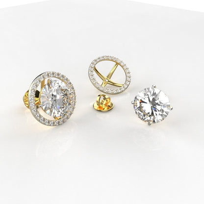 Avarta Jewellery 3.26 Carat Each 18k Gold Jacket Earring With Moissanite