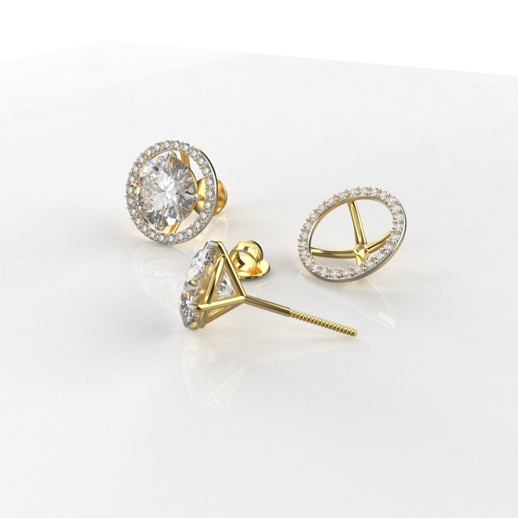 Avarta Jewellery 3.26 Carat Each 18k Gold Jacket Earring With Moissanite