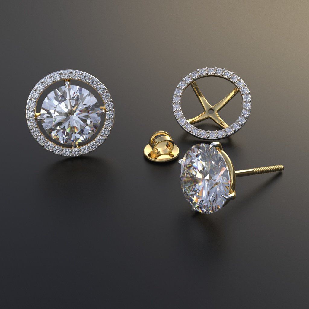 Avarta Jewellery 3.26 Carat Each 18k Gold Jacket Earring With Moissanite