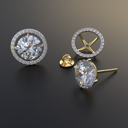Avarta Jewellery 3.26 Carat Each 18k Gold Jacket Earring With Moissanite