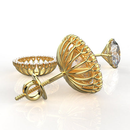Avarta Jewellery 3.22 Carat Each 18k Gold Jacket Earring With Moissanite