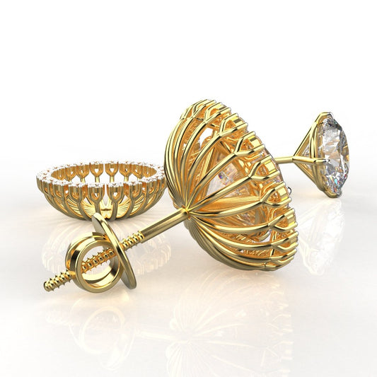 Avarta Jewellery 3.22 Carat Each 18k Gold Jacket Earring With Moissanite