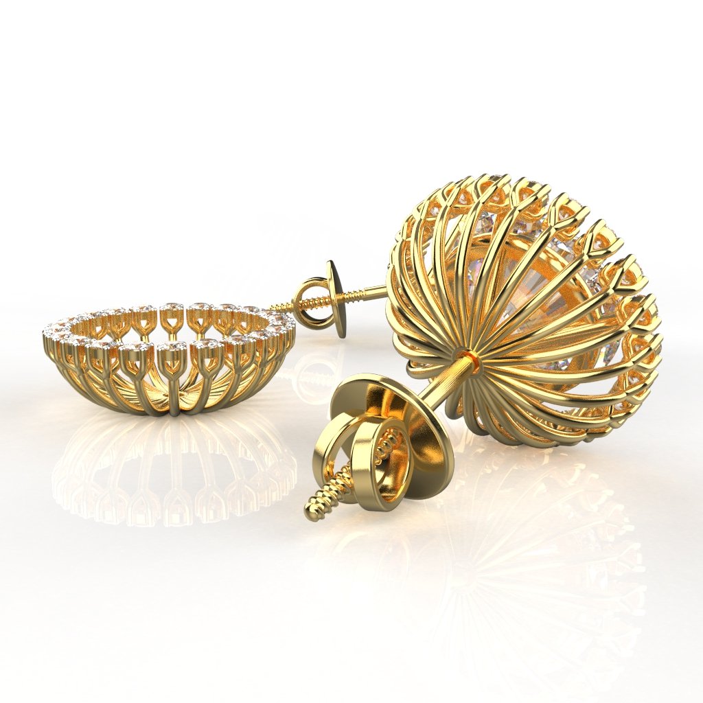 Avarta Jewellery 3.22 Carat Each 18k Gold Jacket Earring With Moissanite